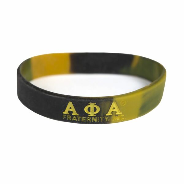 Tie-Dye Silicone Wristband - Alpha Phi Alpha, Black/Gold