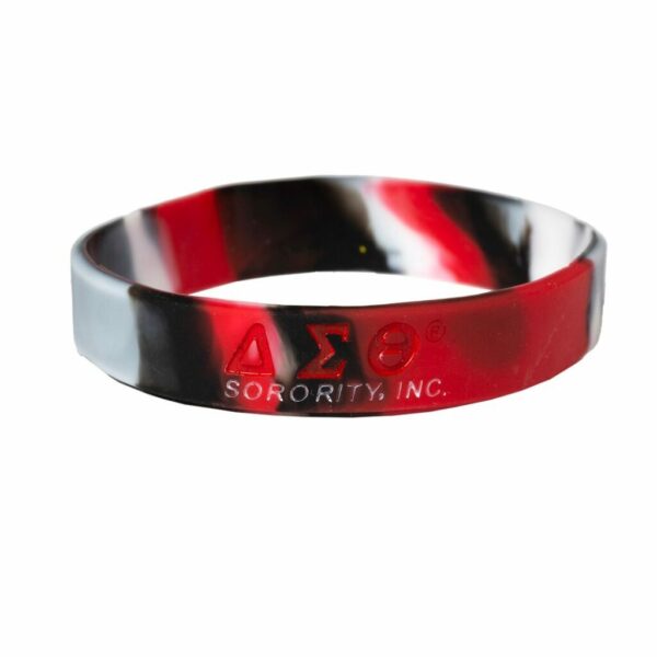 Tie-Dye Silicone Wristband - Delta Sigma Theta, Black/Red